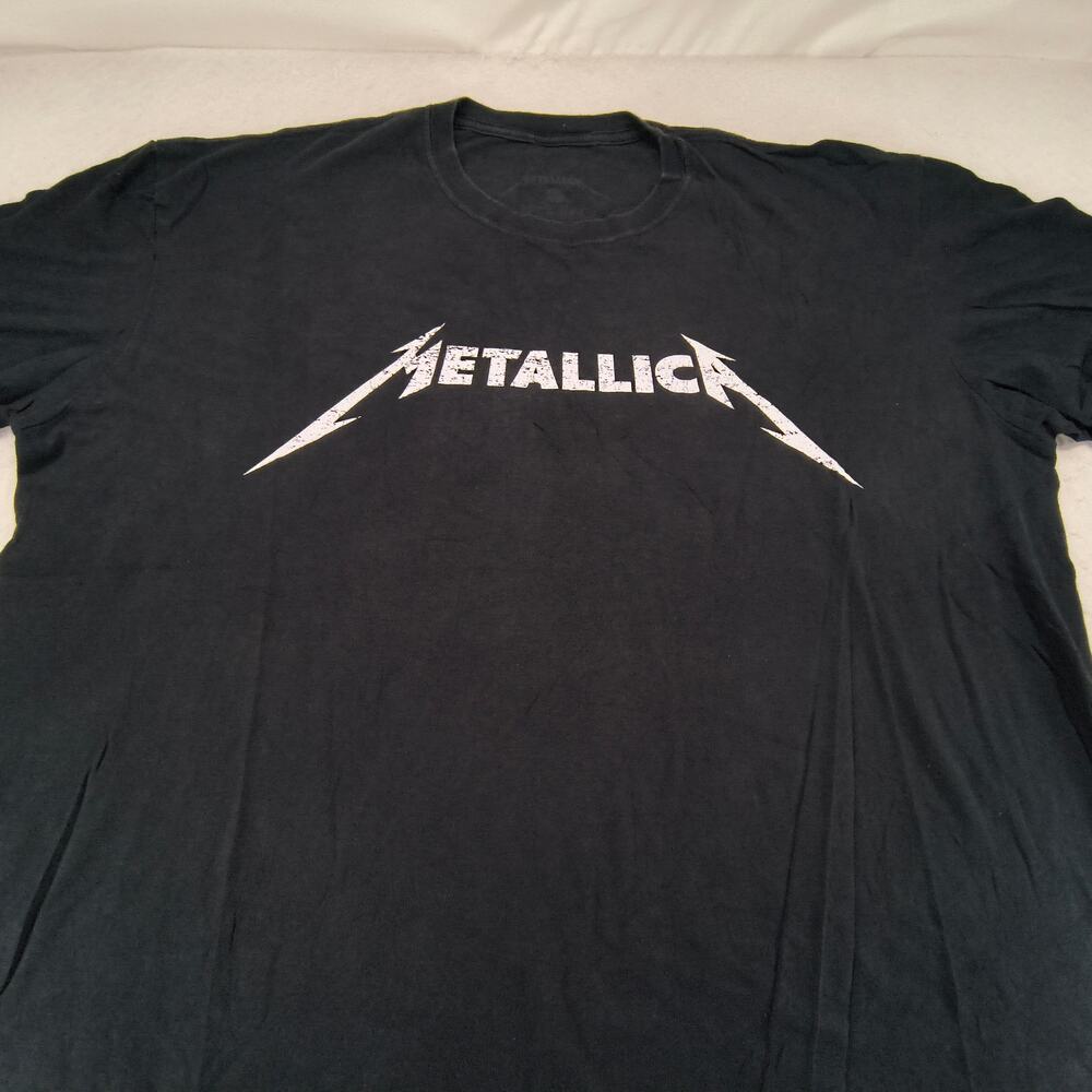 Metallica Band Crew Neck Graphic Short Sleeve T Shirt Mens Size 2XL Black White